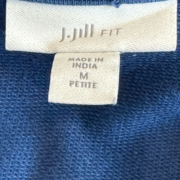 Women’s J. Jill French Terry Embroidered Hooded Tunic Blue Top: Size M Petite - Picture 6 of 8